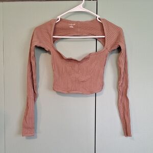 Urban Outfitters Out From Under Nude Long Sleeve Crop Top Size Medium